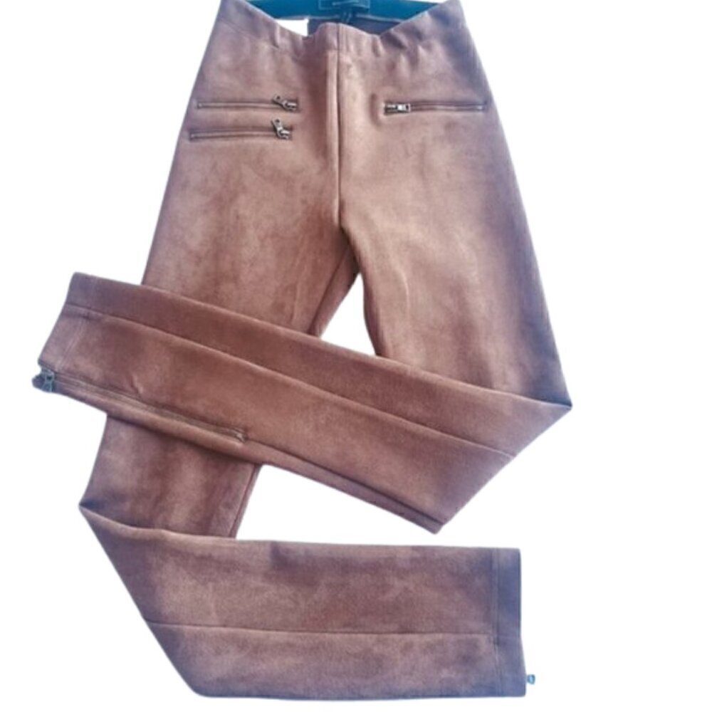 BCBG Maxazria Moris Faux Suede Pants - Light Mocha Brown, Size XS (23x29)